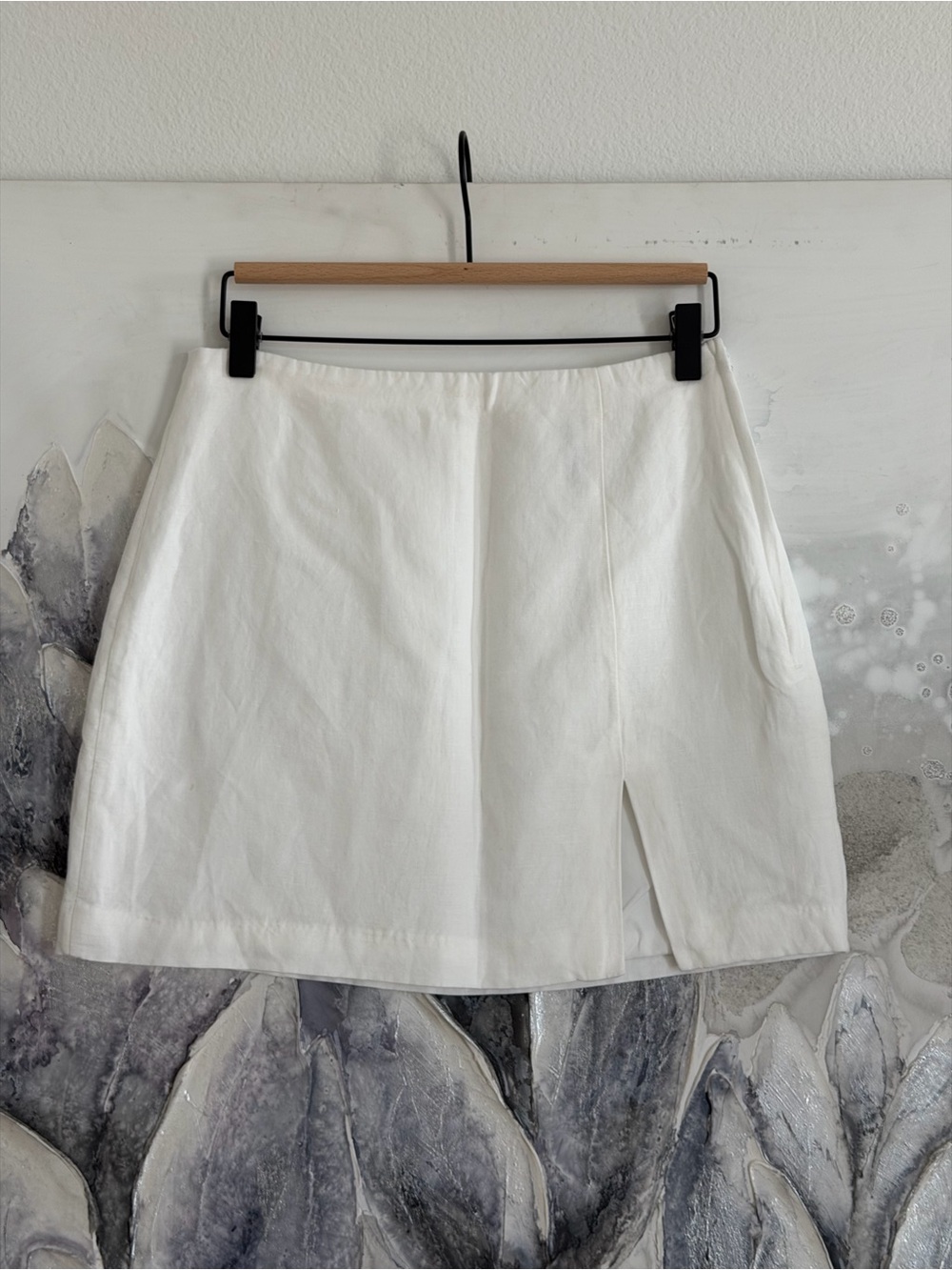 H&M White Mini Skirt with Front Slit